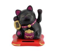 Jadeshay Maneki Neko,Gato de la Suerte de la Fortuna por Energía Solar con Brazo Agitador de Oro Chino Gato Feng Shui para Escritorio Accesorios Decoración del Hogar y Coche,7,6 cm / 2,99 in de Altura
