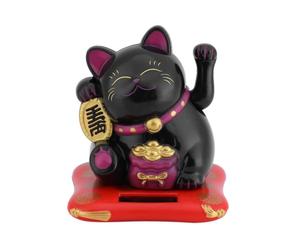 Jadeshay Maneki Neko,Gato de la Suerte de la Fortuna por Energía Solar con Brazo Agitador de Oro Chino Gato Feng Shui para Escritorio Accesorios Decoración del Hogar y Coche,7,6 cm / 2,99 in de Altura