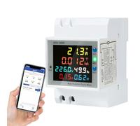 Jadeshay Medidor de Consumo Electrico WiFi 100A 40-300V Medidor de Energía Monofásico Carril Din Voltímetro Amperímetro,También para Medir Factor de Potencia y Frecuencia,Control Remoto via Tuya APP