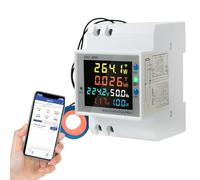 Jadeshay Medidor de Consumo Electrico Wifi 6 en 1, Contador Electrico Monofásico Medidor de Energía kWh en riel DIN AC40-300V 100A con pantalla LCD(External CT)