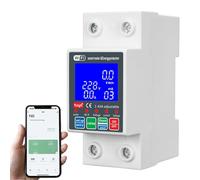 Jadeshay Medidor de Energía Smart WiFi Contador Electrico 63A AC230V Interruptor Temporizado con Protección contra sobretensión y subtensión Display LCD Retroiluminado para Doméstico y Fotovoltaico