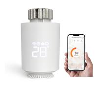 Jadeshay Válvula Termostática Inteligente Termostato Calefaccion WiFi Cabezal Termostático Radiador para Control de Temperatura de Ahorro de Energía Hogar con Aplicación Remota, Blanco