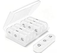 Jadesiegel Pastillero semanal para 7 días semanales, 3 compartimentos extra grandes y separados por día, resistente al aire y resistente para medicamentos, vitaminas, viajes, etc. (plata)