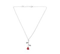 JADEWaa Collar con colgante de rosa roja 3D de moda y relleno de oro para mujeres y niñas, As Shown in the Picture, Metal