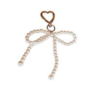 JADEWaa Llavero de corazón con lazo de perla, bonito adorno para colgar, mochila, bolso de mano, colgante para niñas, mujeres, bolso, llavero, decoración, accesorio único para fundas de auriculares