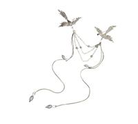JADEWaa Phoenixes - Broche delicado con flecos largos para mujeres y hombres, ramillete de pájaros, accesorios de fiesta, 14.3x18.4cm/5.63x7.24inch, Cobre