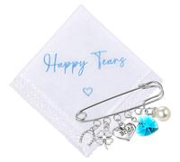 Jadive 2 piezas de regalo de novia de plata para boda, algo viejo algo, color azul, pin de recuerdo, opciones de plata y pañuelo de encaje bordado de 25 x 25 cm, para regalo del día de la novia