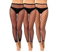 Jadive 3 Medias de Rejilla sin Pies Negras Pantimedias de Red de Cintura Alta sin Dedos Góticas de Mujer (Estilo Clásico)