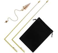 Jadive 3 Piezas Set Varillas Adivinatorias Péndulo de Cobre y Radiestesia para Caza de Fantasmas, Curación Energética, 2 Varillas Retráctiles con Mango de Cobre y 1 Colgante de Péndulo (Oro)