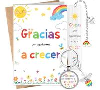 Jadive 4 Piezas Regalos para Profesores Gracias por Ayudarme a Crecer Llavero de Profesor Marcadores De Libros Maestros Tarjeta Gracias sobre Regalo de Educador para Temporada de Graduación o Navidad