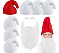 Jadive 7 Piezas de Sombreros de Enano sombrero de Elfo sombrero de Gnomo Sombreros Puntiagudos con Barba y Cejas Accesorios para Disfraces Grupales para Carnaval Halloween Fiesta Temática