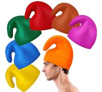 Jadive 7 Piezas Gorro Pitufo Accesorios para Disfraces en Grupo Fiesta de Carnaval Sombreros Puntiagudos Gorros para Enanitos Bruja y Hada de Jardín Dwarf Hat para Adultos