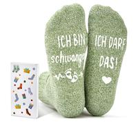 Jadive Calcetines Regalo Embarazo ICH BIN SCHWANGER Regalo para Futura Mamá Regalos Divertidos Embarazadas Mujeres Embarazadas Anunciar Embarazo Navidad(Gris Claro,Tela de Rizo)