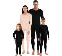 Jadive Conjunto de Ropa Interior térmica para Toda la Familia, Ropa Interior térmica Larga con Forro Polar para Mujeres, Hombres, niños y niñas, Color Carne, M