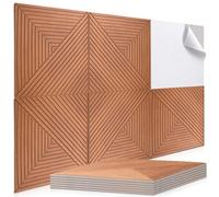 Jadive Paquete de 6 paneles acústicos autoadhesivos de grano de madera, 60 x 60 cm, paneles de pared decorativos de alta densidad que absorben el sonido para cine en casa, dormitorio, oficina, estudio