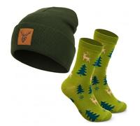 Jadive Regalos para Cazador Gorro de Punto de Ciervo Calcetines Sombrero de Invierno Accesorio de Caza(Estilo Fresco)