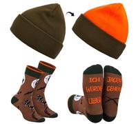 Jadive Regalos para Cazador Gorro de Punto de Ciervo Calcetines Sombrero de Invierno Accesorio de Caza(Estilo Práctico)