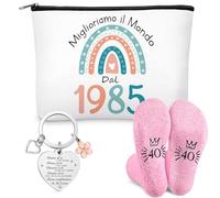 Jadive Regalos para Mujeres en su Cumpleaños Incluido Bolsa de Cosméticos para Mujer Calcetines y Llaveros para Esposa Madre Abuela Hija Hermana Novia(40 años)