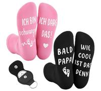 Jadive Regalos para Nuevos Padres Calcetines Antideslizantes Moneda de Decisión Mamá Papá Regalo Divertido para Embarazadas(Negro, Rosa,Grosor normal)
