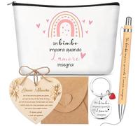 Jadive Set de Regalo para Profesores Bolsa de Cosméticos Llavero Tarjeta de Agradecimiento en Forma de Corazón de Madera Bolígrafo de Madera Regalo Creativo de Fin de Año y Despedida para Profesores