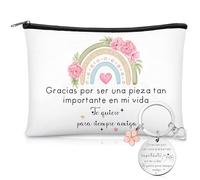 Jadive Set de Regalos para Amiga 1 Bolsa de Cosméticos de Amistad 1 Llavero con Frases Te Quiero para Siempre Amiga Neceser de Tela con Cremallera Bolsa de Aseo de Maquillaje para Cumpleaños Colega