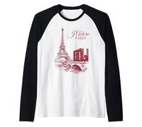 J'Adore Paris I Love Paris Francia Europa Vacaciones Mujeres Chica Camiseta Manga Raglan
