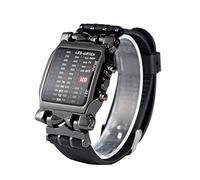 Jadpes Reloj Binario, Reloj de Pulsera electrónico para Hombre, con función de Fecha y Correa de PU