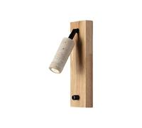 Jadssox Aplique de pared de madera con interruptor, pantalla de lámpara de pared de travertino natural, apliques de base de madera G9 for dormitorio, sala de estar, hotel