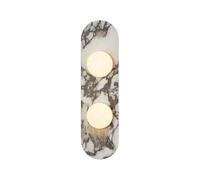 Jadssox Aplique De Pared De Mármol Natural Lámpara mural De Alabastro De 2 Luces Con Pantalla De Vidrio Globo, Apliques De Piedra Iluminación De Pared For Sala De Estar Fondo Dormitorio(B)