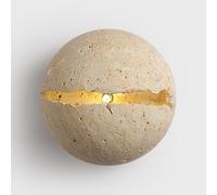 Jadssox Aplique de pared de piedra globo estilo Wabi-sabi de mediados de siglo, lámpara de pared de travertino amarillo natural, apliques de pared con cableado G4, iluminación para dormitorio, sala de