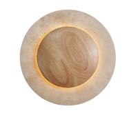 Jadssox Aplique de pared de travertino natural, lámpara de pared LED redonda, 26 W, 3000 K, apliques de madera art deco, apliques de piedra natural for sala de estar, dormitorio, pasillo