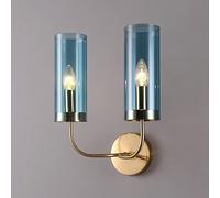 Jadssox aplique de pared de vidrio Aplique de pared dorado de doble cabezal, moderno accesorio de iluminación interior de dos cabezales, E14 Lámparas de pared de montaje empotrado para barra de loft L