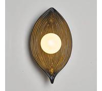 Jadssox Aplique de pared nórdico, lámpara de pared de resina creativa en forma de hoja, lámpara moderna de montaje en pared, aplique de pared de globo blanco, luces de cabecera G9 para sala de estar y