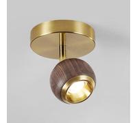 Jadssox Foco De Techo LED, Lámpara De Techo Semiempotrada De Madera Con Forma De Globo, Focos Direccionales Ajustables De 350°+90°, Lámparas Giratorias De Pared For Sala De Estar(3 color mode)