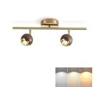 Jadssox Kit de iluminación de riel de madera dorado, foco LED semiempotrable con cabezal giratorio, focos direccionales para dormitorio, sala de estar, isla de cocina(2-light)