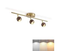 Jadssox Kit de iluminación de riel de madera dorado, foco LED semiempotrable con cabezal giratorio, focos direccionales para dormitorio, sala de estar, isla de cocina(3-light)