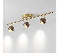 Jadssox Kit de iluminación de riel LED, foco empotrable de madera ajustable, foco orientable 350°+90°, focos direccionales para comedor, cocina, sala de estar(3-light)