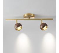 Jadssox Kit de iluminación de riel LED, foco empotrable de madera ajustable, foco orientable 350°+90°, focos direccionales para comedor, cocina, sala de estar(2-light)