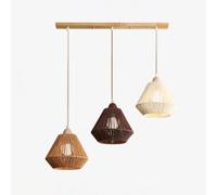 Jadssox Lámpara Colgante De Ratán Para Comedor Lámpara Colgante Boho De 3 Luces Lámpara De Cesta Tejida Lámpara Colgante De Pantalla, Lámpara Colgante De Ratán Sala De Cocina Lámparas Colgantes De Mad