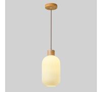 Jadssox Lámpara Colgante de Vidrio Grande de 1 luz Luz Colgante de Vidrio de Raya Blanca Vintage, iluminación Colgante de Madera Ligera de Vidrio de Granja para Isla de Cocina