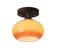 Jadssox Luz de Techo de Vidrio Vintage Madera Lámparas de Techo de Montaje Semi Empotrado Pantalla de lámpara Colgante de Vidrio Degradado Granja Cerca del Techo Iluminación para Pasillo Entrada Sala