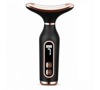 JADUFHU Masajeador facial eléctrico antiarrugas, dispositivo de belleza con EMS y terapia caliente a 45 °C, 7 luces LED 7 modos, Gua Sha reafirmante para rostro y cuello, recargable negro