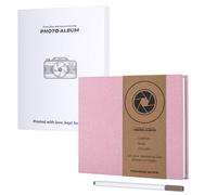 JAECU Álbum de Fotos Autoadhesivo 22x18cm, Álbum de Recortes de Lino DIY Scrapbook 40 Páginas Blancas, Regalos de Boda Aniversario Cumpleanos (Rosa)
