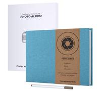 JAECU Álbum de Fotos Autoadhesivo 30x22cm, Álbum de Recortes de Lino DIY Scrapbook 40 Páginas Blancas, Regalos de Boda Aniversario Cumpleanos (Azul Cielo)
