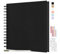 JAECU Album de Fotos en Espiral 21x21cm, DIY Scrapbook Álbum para Pegar y Escribir 40 Páginas, Regalos de Boda Aniversario Cumpleanos, Regalo Para Bebés Amigos Parejas (Negro)