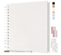 JAECU Álbum de Fotos para Pegar y Escribir 80 Páginas, Color Sólido Vintage Scrapbook Album 24x24cm, DIY Scrapbooking para Aniversario Boda Cumpleaños Navidad (Blanco)