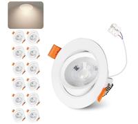 Jaenmsa Focos LED Techo Empotrable 7W - Foco Interior LED Techo Ajustable (30°-60°), 90° Haz de Luz, 4000K Luz Neutra Natural, IP44, 650LM - Downlight Ojos de Buey para Baño, Cocina, Salón, 12er