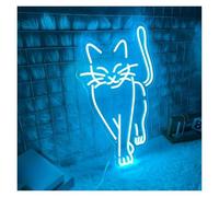 Jaeooai Letrero de neón Lindo gato para letrero de neón Luz LED brillo ajustable 38 cm x 22(A)