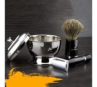 Jag Shaving Black Men 's Shaving Set 5 Edge Rrazor, brocha afeitadora y recipiente para afeitar