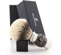 Jag Shaving Brocha de afeitar - Brocha de afeitar de pelo de tejón con punta plateada - Serie Jag's Lee - imitación de cuerno verde - Brocha de afeitar - Brocha de afeitar - Brocha de afeitar -